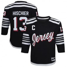 NJ.Devils #13 Nico Hischier 2021-22 Alternate Replica Player Jersey Black Stitched American Hockey Jerseys