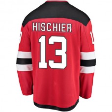 NJ.Devils #13 Nico Hischier Fanatics Branded Breakaway Player Jersey Red Stitched American Hockey Jerseys