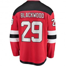 NJ.Devils #29 Mackenzie Blackwood Fanatics Branded Home Breakaway Jersey Red Stitched American Hockey Jerseys