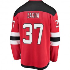 NJ.Devils #37 Pavel Zacha Fanatics Branded Home Breakaway Player Jersey Red Stitched American Hockey Jerseys
