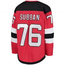 NJ.Devils #76 P.K. Subban Home Premier Player Jersey Red Stitched American Hockey Jerseys