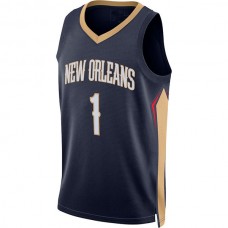 NO.Pelicans #1 Zion Williamson 2021-22 Diamond Swingman Jersey Icon Edition Navy Stitched American Basketball Jersey