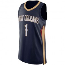 NO.Pelicans #1 Zion Williamson Authentic Player Jersey Icon Edition Navy Stitched American Basketball Jersey