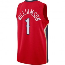 NO.Pelicans #1 Zion Williamson Jordan Brand 2020-21 Swingman Jersey Statement Edition Red Statement Edition Stitched American Basketball Jersey