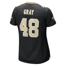 NO.Saints #48 J.T. Gray Black Game Jersey Stitched American Football Jerseys