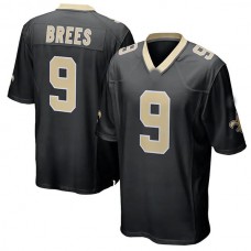 NO.Saints #9 Drew Brees Black Team Color Game Jersey Stitched American Football Jersey