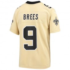 NO.Saints #9 Drew Brees Gold Inverted Game Jersey Stitched American Football Jerseys