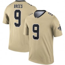 NO.Saints #9 Drew Brees Gold Inverted Legend Jersey Stitched American Football Jersey