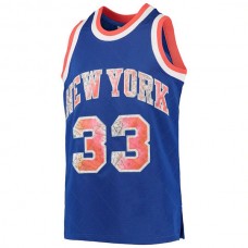 NY.Knicks #33 Patrick Ewing Blue Mitchell & Ness Hardwood Classics 75th Anniversary Diamond Jersey Stitched American Basketball Jersey