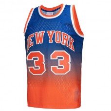 NY.Knicks #33 Patrick Ewing Mitchell & Ness 1991-92 Hardwood Classics Fadeaway Swingman Player Jersey OrangeRoyal Stitched American Basketball Jersey