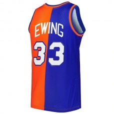 NY.Knicks #33 Patrick Ewing Mitchell & Ness Hardwood Classics 1991-92 Split Swingman Jersey BlueOrange Stitched American Basketball Jersey