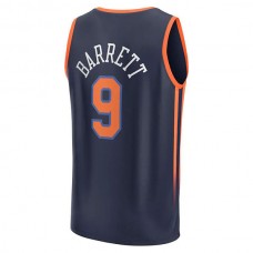 NY.Knicks #9 RJ Barrett Fanatics Branded 2022-23 Fast Break Replica Jersey Navy Statement Edition Stitched American Basketball Jersey