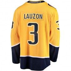 N.Predators #3 Jeremy Lauzon Fanatics Branded Home Breakaway Player Jersey Gold Stitched American Hockey Jerseys