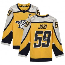 N.Predators #59 Roman Josi Fanatics Authentic Autographed 2020-21 Reverse Retro Gold Stitched American Hockey Jerseys