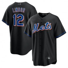New York Mets #12 Francisco Lindor Black 2022 Alternate Replica Player Jersey Baseball Jerseys