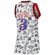 PH.76ers #3 Allen Iverson Mitchell & Ness Women's 2000 Doodle Swingman Jersey White Stitched American Basketball Jersey