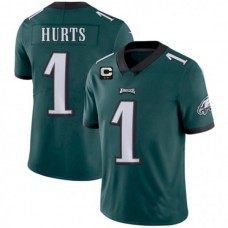 P.Eagles #1 Jalen Hurts Green With 2-star C Patch Vapor Untouchable Limited Stitched American Football Jerseys