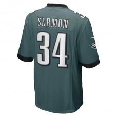 P.Eagles #34 Trey Sermon Midnight Green Game Player Jersey Stitched American Football Jerseys