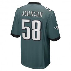 P.Eagles #58 Kyron Johnson Midnight Green Game Player Jersey Stitched American Football Jerseys