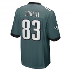 P.Eagles #83 Noah Togiai Midnight Green Game Player Jersey Stitched American Football Jerseys