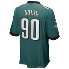 P.Eagles #90 Mike Golic Midnight Green Game Retired Player Jersey Stitched American Football Jerseys
