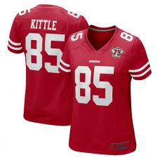 SF.49ers #85 George Kittle Scarlet 75th Anniversary Game Player Jersey Football Jerseys