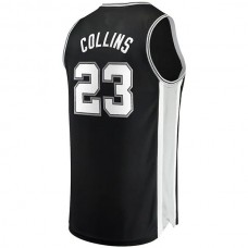 S.Antonio Spurs #23 Zach Collins Fanatics Branded 2021-22 Fast Break Replica Jersey Icon Edition Black Stitched American Basketball Jersey