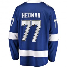 TB.Lightning #77 Victor Hedman Fanatics Branded Home 2022 Stanley Cup Final Breakaway Player Jersey Blue Stitched American Hockey Jerseys