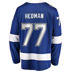 TB.Lightning #77 Victor Hedman Fanatics Branded Home Premier Breakaway Player Jersey Blue Stitched American Hockey Jerseys