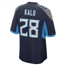 T.Titans #28 Joshua Kalu Navy Game Player Jersey Stitched American Football Jerseys