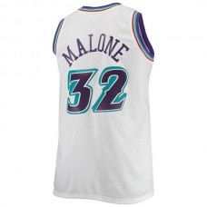 U.Jazz #32 Karl Malone Mitchell & Ness Big & Tall Hardwood Classics Jersey White Stitched American Basketball Jersey