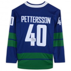 V.Canucks #40 Elias Pettersson Fanatics Authentic Autographed Alternate Breakaway Jersey Blue Stitched American Hockey Jerseys