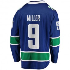 V.Canucks #9 J.T. Miller Fanatics Branded Home Breakaway Player Jersey Blue Stitched American Hockey Jerseys