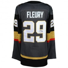 V.Golden Knights #29 Marc-Andre Fleury Fanatics Authentic Autographed Black Gray Stitched American Hockey Jerseys