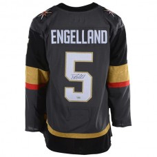 V.Golden Knights #5 Deryk Engelland Fanatics Authentic Autographed Black Gray Stitched American Hockey Jerseys