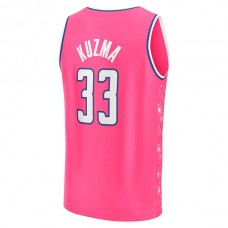 W.Wizards #33 Kyle Kuzma Fanatics Branded Fastbreak Jersey City Edition Pink Stitched American Basketball Jersey