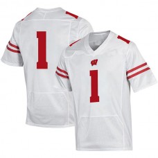 #1 W.Badgers Under Armour Premier Football Jersey White Stitched American College Jerseys