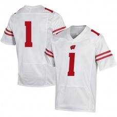 #1 W.Badgers Under Armour Replica Football Jersey - White Stitched American College Jerseys