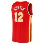 A.Hawks #12 De'Andre Hunter Fanatics Branded 2021-22 Fast Break Replica Jersey Icon Edition Red Stitched American Basketball Jersey