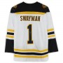 B.Bruins #1 Jeremy Swayman Fanatics Authentic Autographed Authentic Jersey White Black Stitched American Hockey Jerseys