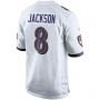 B.Ravens #8 Lamar Jackson White Player Game Jersey Stitched American Football Jerseys
