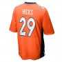 D.Broncos #29 Faion Hicks Orange Game Player Jersey Stitched American Football Jerseys