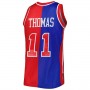 D.Pistons #11 Isaiah Thomas Mitchell & Ness Hardwood Classics 1988-89 Split Swingman Jersey Blue Red Stitched American Basketball Jersey